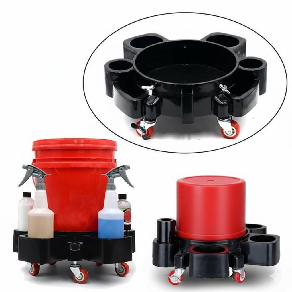 PCC Rolling Bucket Dolly Trolley with Stool (Bucket Not Included)