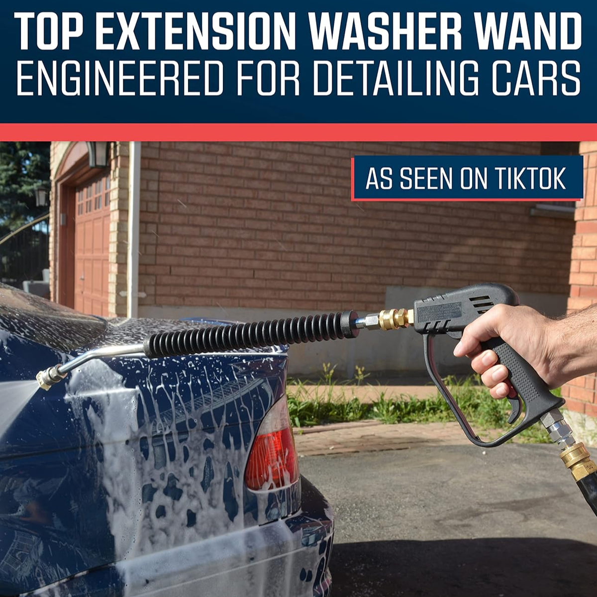 PCC Stainless Steel Pressure Washer Lance – 21” Bent Wand with Ergonomic Grip (1/4" Quick Connect)