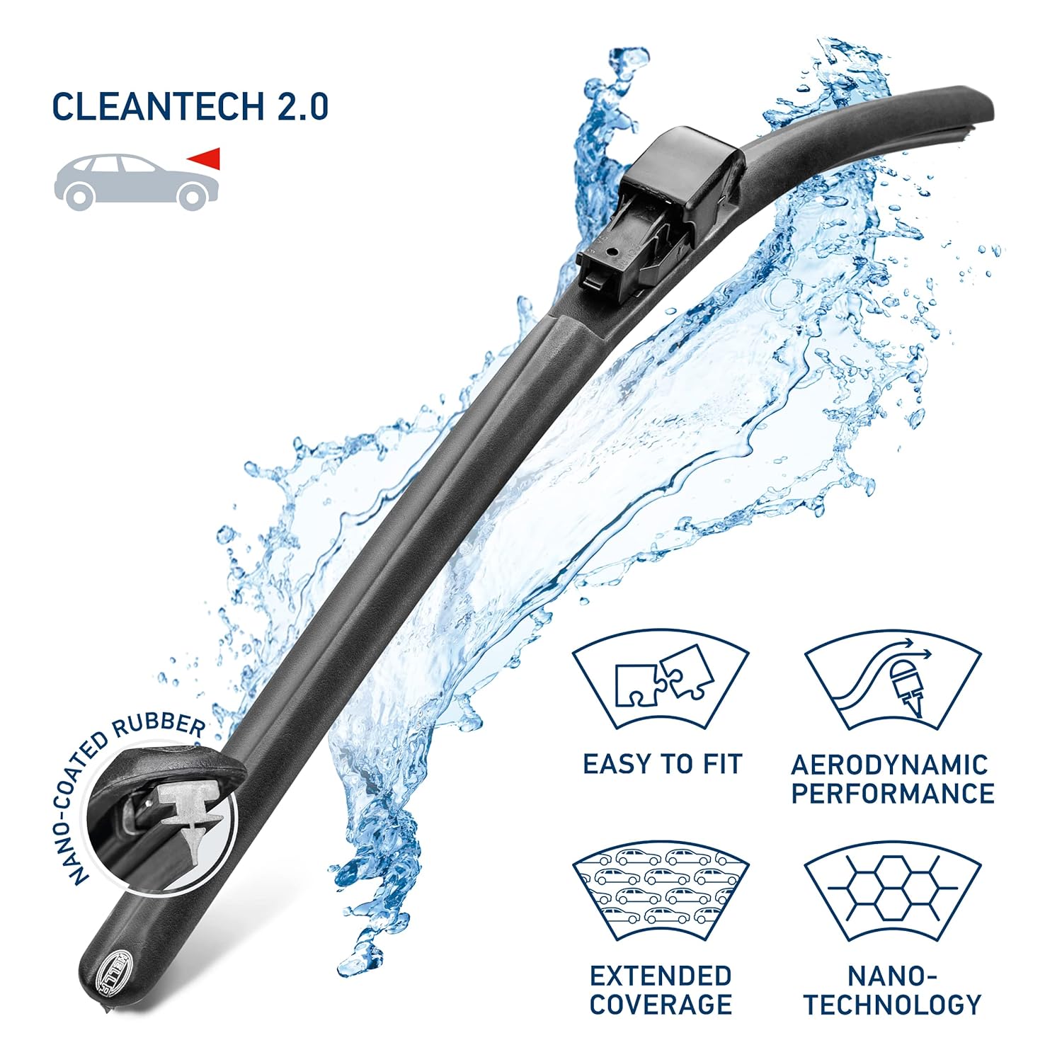 Hella Cleantech 2.0 Frameless Wiper With Multiple Adapters (1pc)