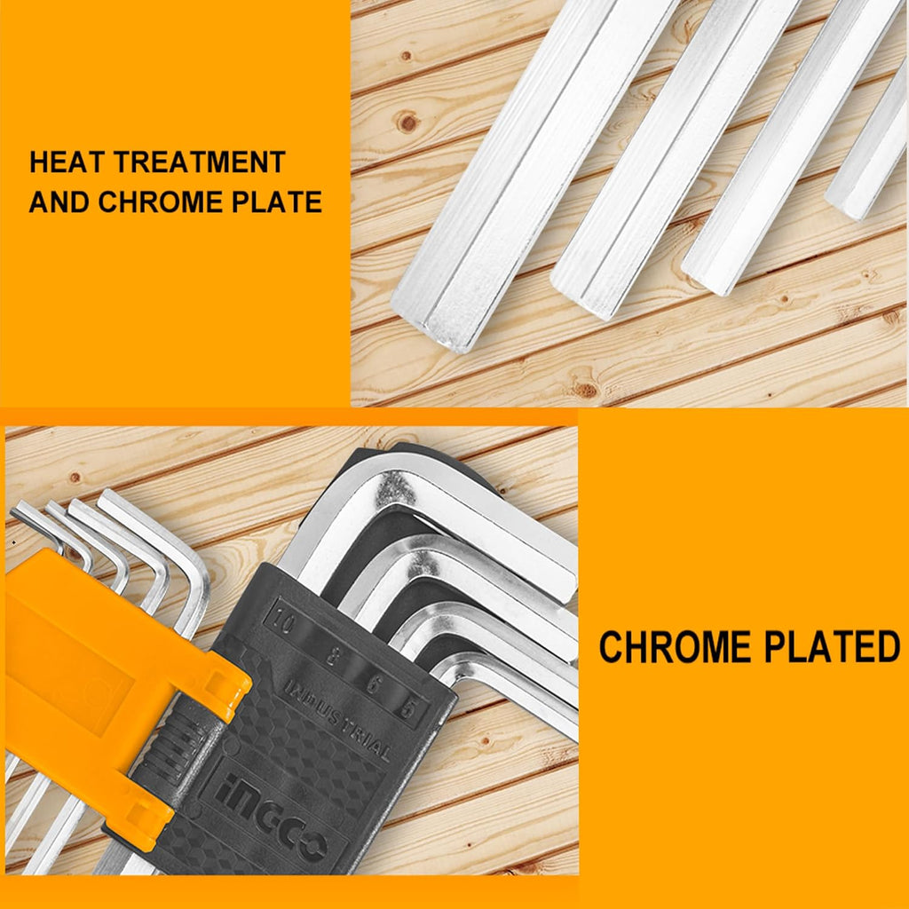 INGCO HHK11091 - 9 Pcs Long Arm Hex Key Set (1.5–10mm)