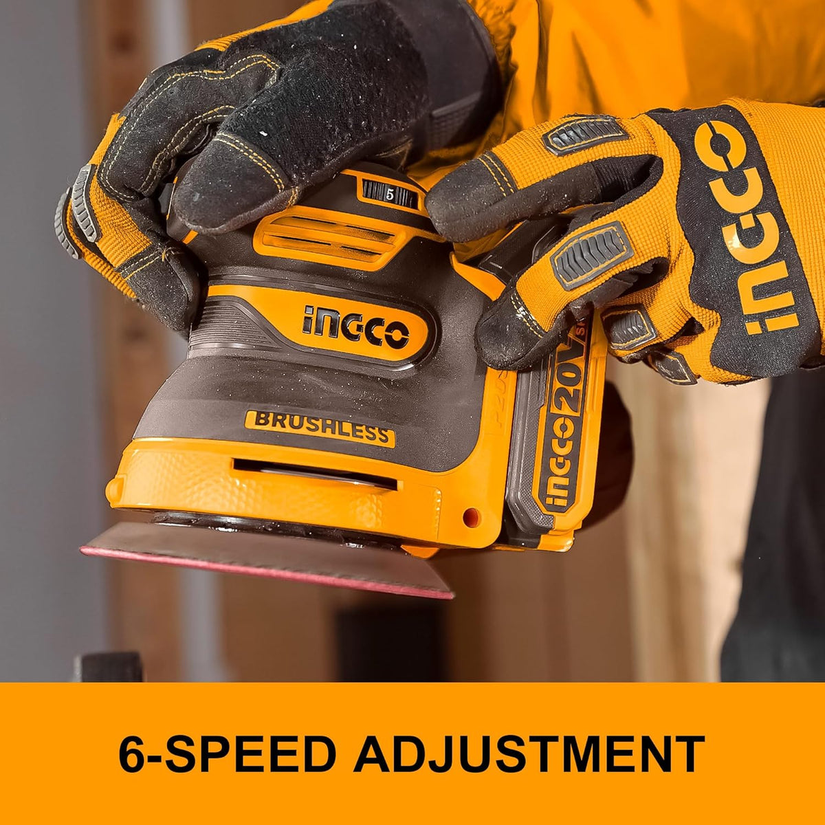 INGCO CROSLI20021 Cordless Li-Ion Random Orbit Sander 20V - Battery & Charger Included