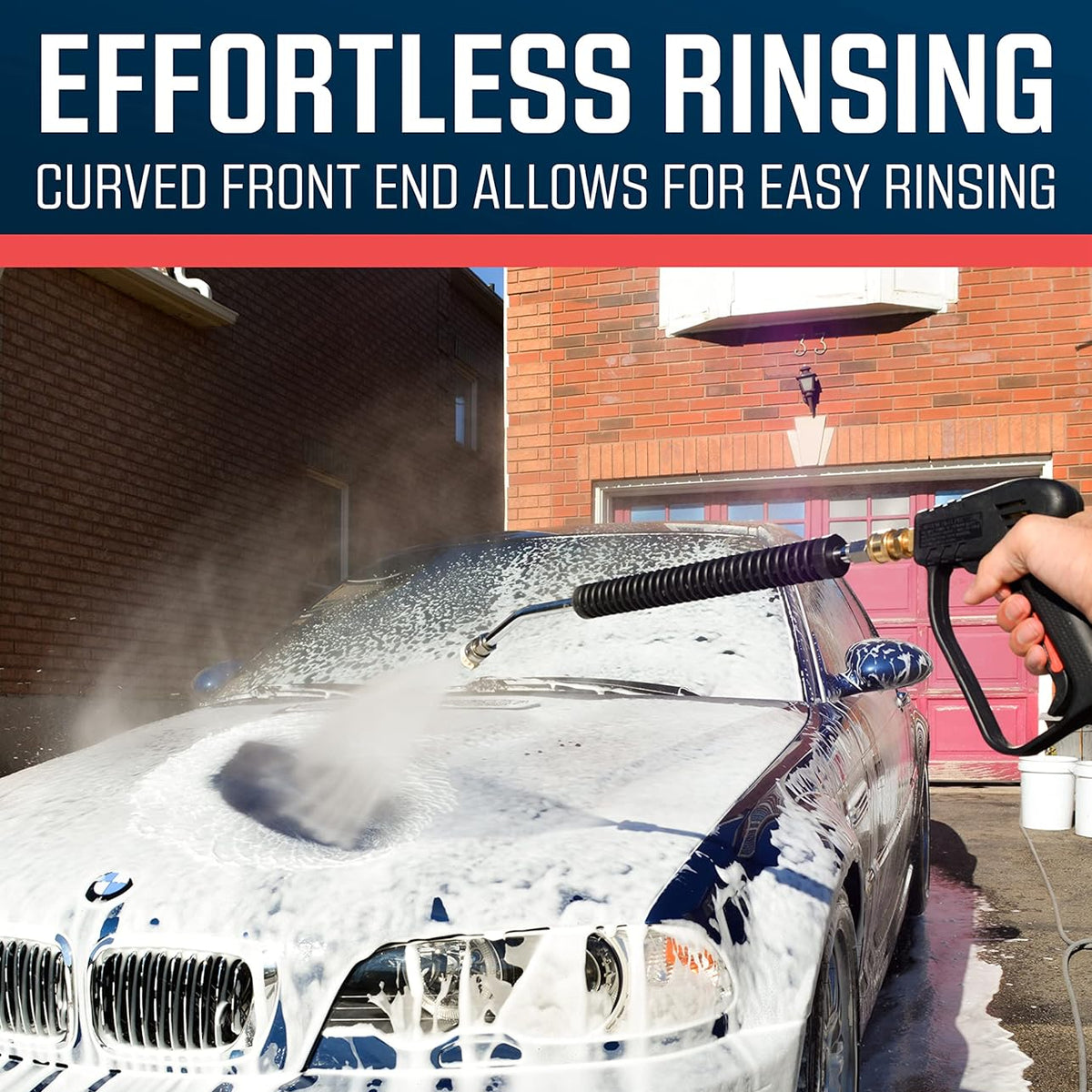 PCC Stainless Steel Pressure Washer Lance – 21” Bent Wand with Ergonomic Grip (1/4" Quick Connect)