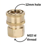 PCC D54 M22 to 12mm Pressure Washer Gun Adapter, 1/4" Quick Connect