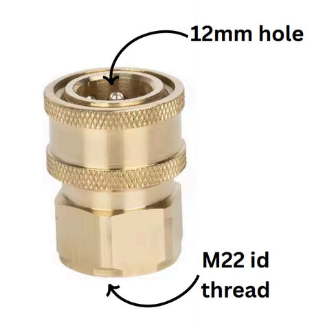 PCC D54 M22 to 12mm Pressure Washer Gun Adapter, 1/4" Quick Connect