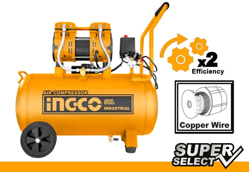 INGCO ACS112501 Air Compressor – 50L Oil-Free Air Compressor