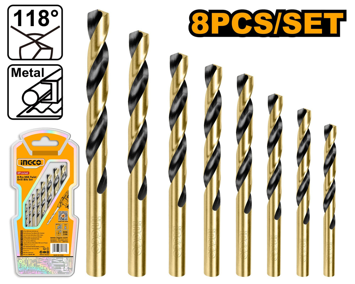 INGCO AKDB0801 Hss Twist Drill Bits Set