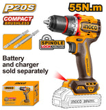 INGCO CDLI205581 Li-Ion Compact Brushless Cordless Drill – 20V | Without Battery & Charger