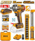 INGCO COSLI23056 Cordless Li-Ion Impact Wrench 20V Kit, 405Nm