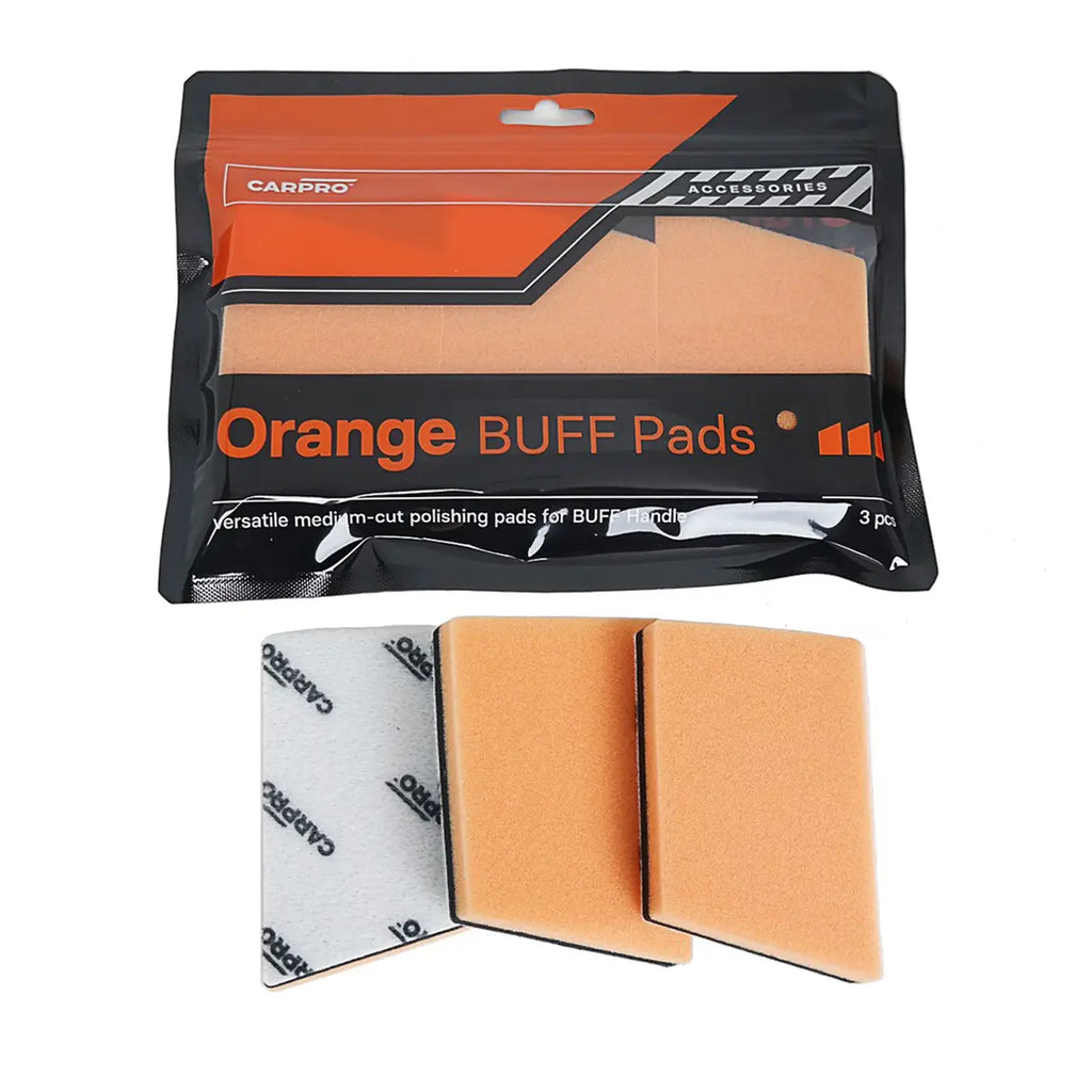CarPro Orange Buff Pad 3-Piece Set | Medium Cut Hand Polishing Foam Pads