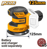 INGCO CROSLI2001 Cordless Li-Ion Random Orbit Sander 20V - Battery & Charger Not Included