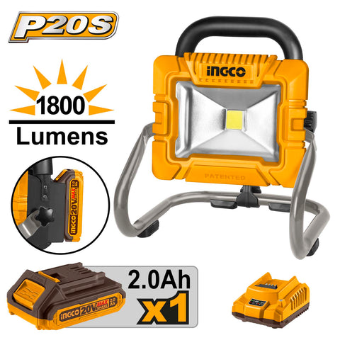 INGCO CWLI20258 Cordless Li-Ion Portable Lamp 20V - Battery & Charger Included