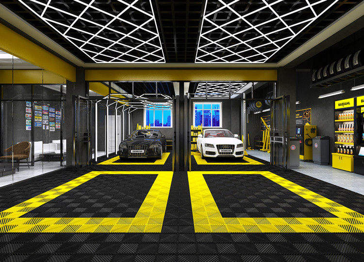 PCC Car Wash Floor Mat Tile, 40x40cm (1.72 sq. ft), Thickness 30mm, Type1 (4Way)