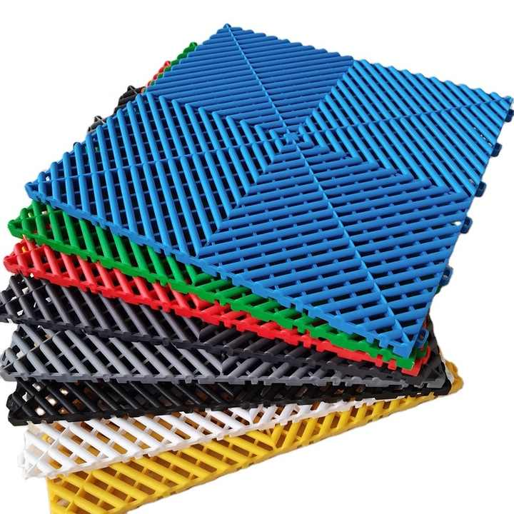 PCC Car Wash Floor Mat Tile, 40x40cm (1.72 sq. ft), Thickness 30mm, Type1 (4Way)