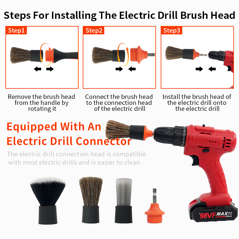 PCC Professional 3-Piece Multi-Surface Detailing Drill Brush Kit