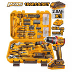 INGCO HKTPH41662 Brushless Power Tool Kit – 20V, 66Nm Impact Drill with 166-Piece Tool Set