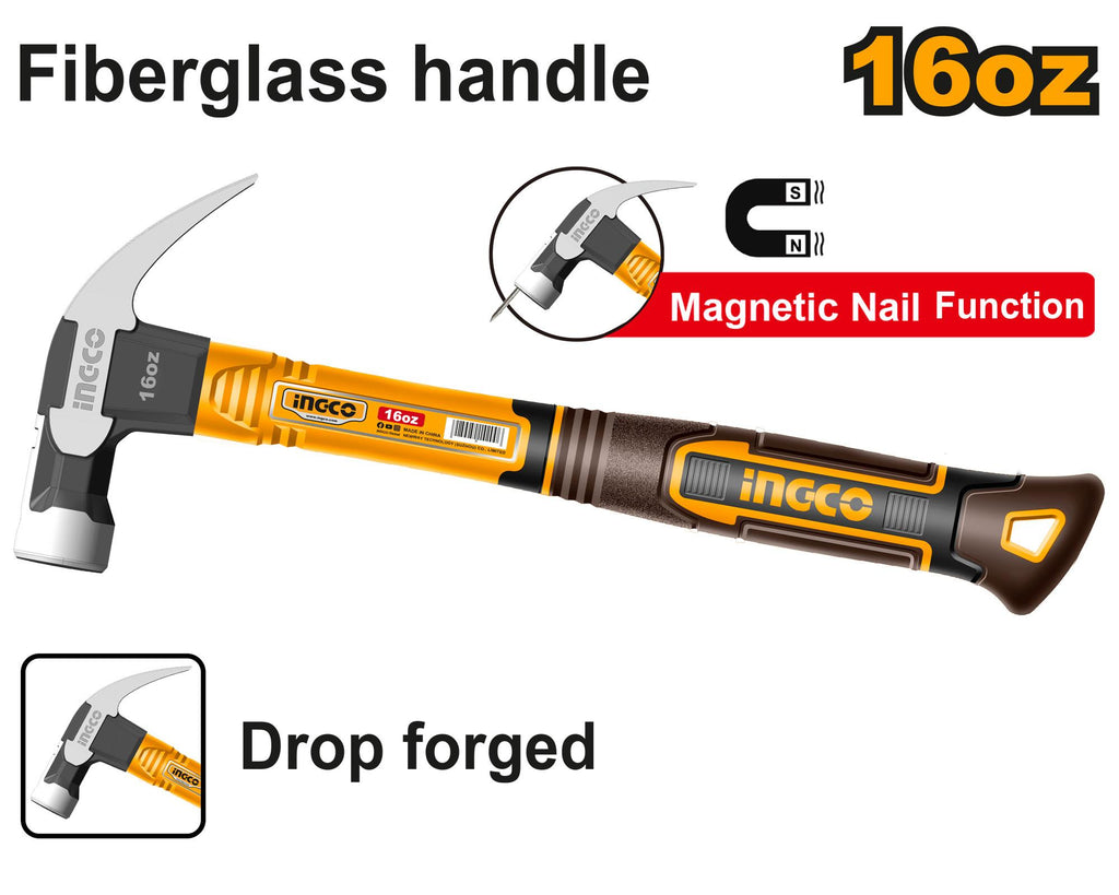 INGCO HCH81016 Heavy Duty Claw Hammer – Comfortable Non-Slip Handle
