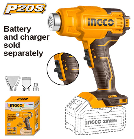 INGCO HGLI2002 Cordless Li-Ion PPF Heat Gun 20V - Battery & Charger Not Included