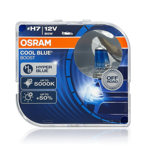 Osram H7 Cool Blue Boost Halogen Bulbs, 55W, Pair, 5000K