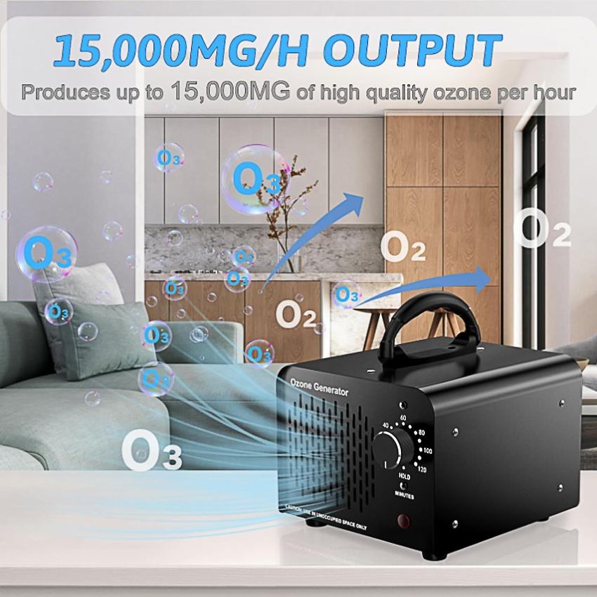 PCC Professional Ozone Generator 15,000 mg/h, 80W–150W for Car Detailing, Home, Smoke & Pet Odor Removal