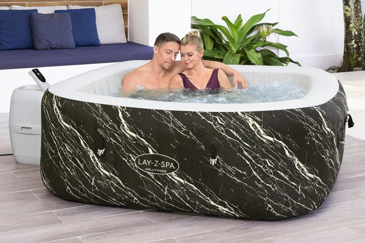 Bestway 6001F Lay-Z-Spa® Hollywood Inflatable Hot Tub 71" x 71" x 26" – 4 to 6 Person Jacuzzi With LED