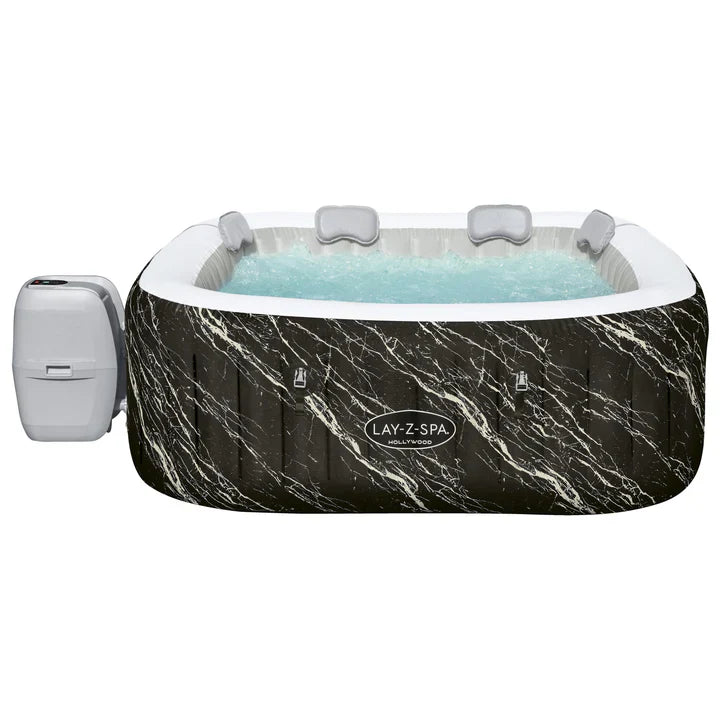Bestway 6001F Lay-Z-Spa® Hollywood Inflatable Hot Tub 71" x 71" x 26" – 4 to 6 Person Jacuzzi With LED