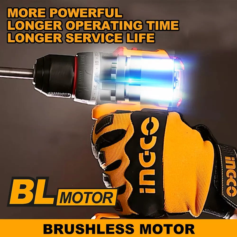 INGCO CIDLI20668 Compact Brushless Cordless Impact Drill 66N.m -20V | With Double Battery & Charger