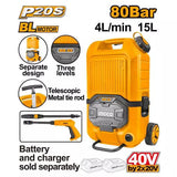 INGCO CPWLI4006 Cordless Li-Ion Brushless Motor Pressure Washer with 15L Tank 20V - Battery & Charger Not Included - Planet Car Care