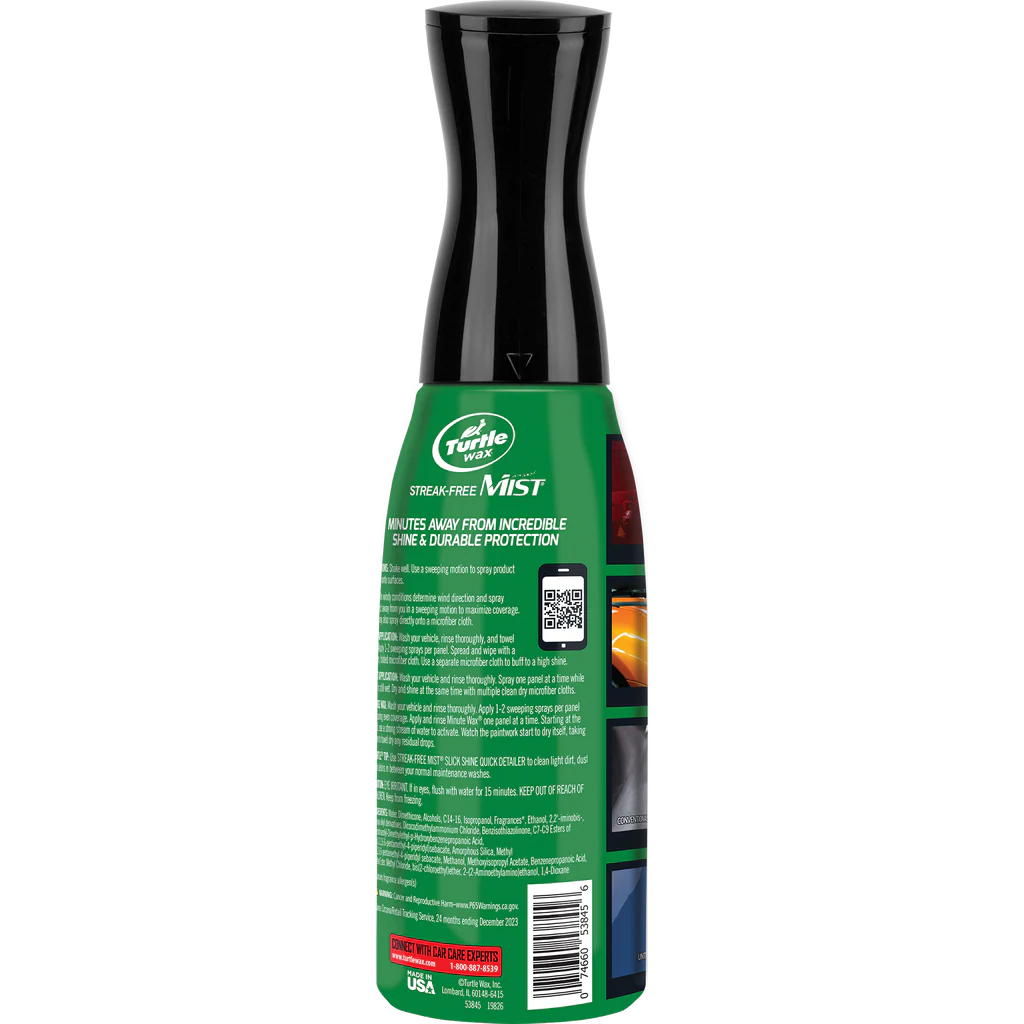 Turtle Wax Streak Free Mist Slick Glass Cleaner Inside & Out,2 in 1 Detailer Out,591ml