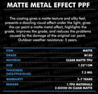 NAR Paint Protection Film (PPF), Heat Self Healing TPU Matte, M190, 190um - Planet Car Care