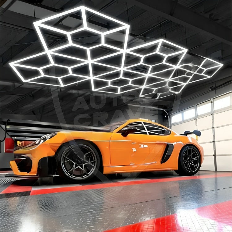 PCC Matrix 6 Hexagon Light – 16x9ft (Car Detailing Studio Setup) (With Hanging Wire Suspension Kit Included)