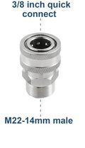 PCC D202 M22/14 Male to 3/8" SS Quick Connect Adapter for Pressure Washer Hose