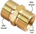 PCC D8 M22/14 Male Brass Connector for Pressure Washer Hose Extension – Car Wash Pipe Extender