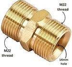 PCC D8 M22/14 Male Brass Connector for Pressure Washer Hose Extension – Car Wash Pipe Extender