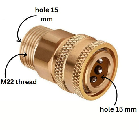 PCC D61 M22/15 Male to 3/8 Quick Connect Adapter For Pressure Washer Hose