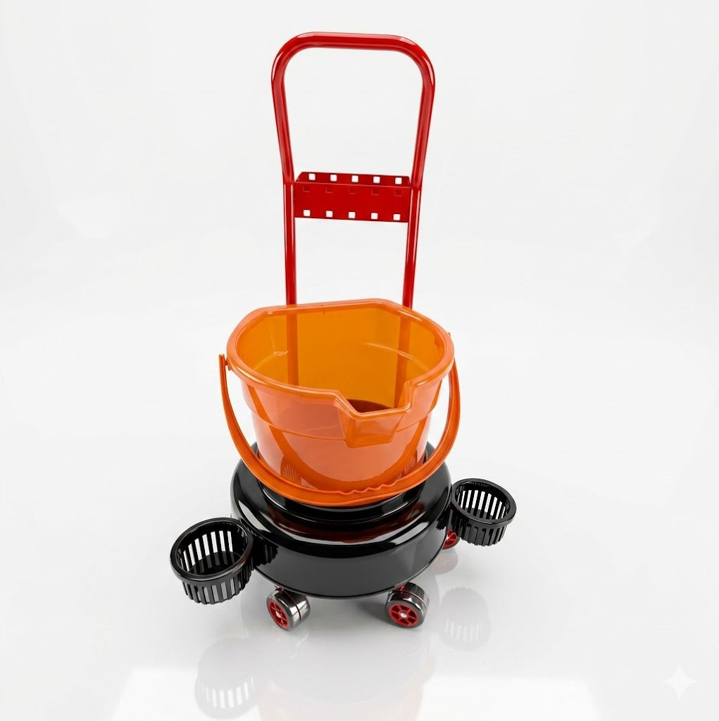 PCC Car Wash Bucket Trolley Kit with Handle, Grit Guard & Bottle Holders, Type3