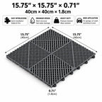 PCC Vented Garage Floor Tiles – 40×40cm, 18mm PP Interlocking Tiles
