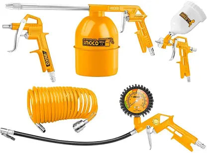 INGCO AKT0053-3 Air Assisted Sprayer Set – 5Pcs Combo with Recoil Hose