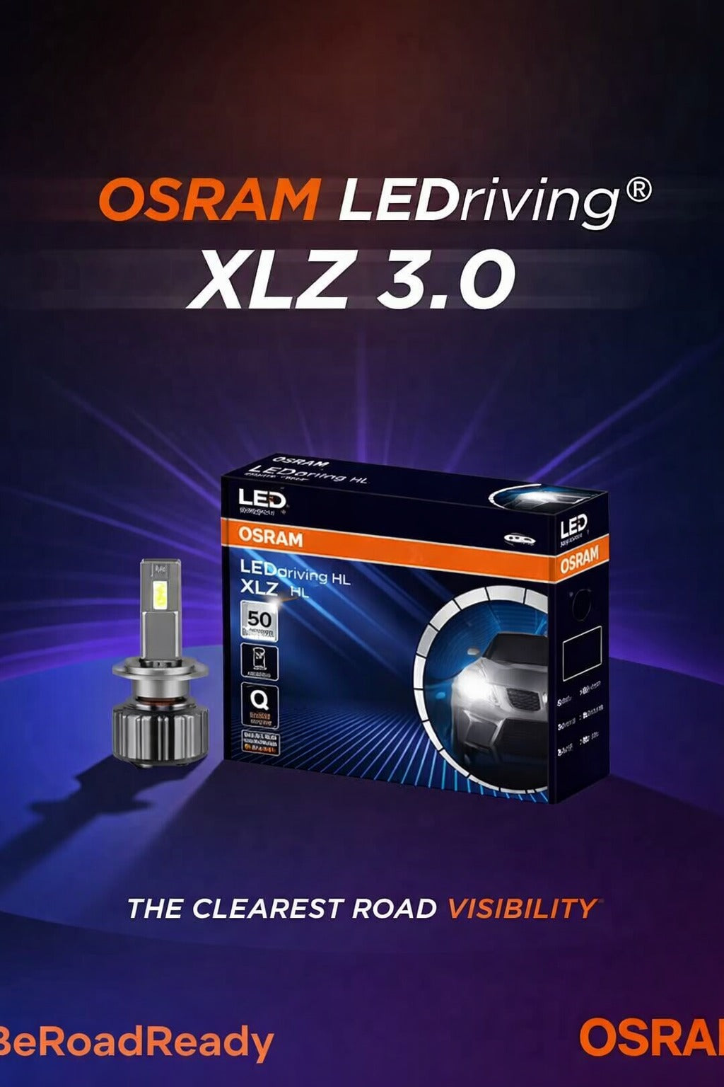 OSRAM H4/H19 LED Headlight Bulb, 50W, Pair