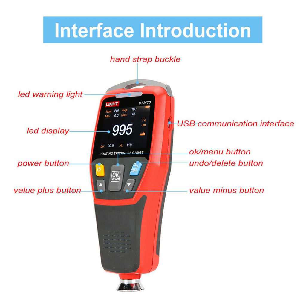 Dft Measuring Device UNI-T Coating Thickness Gauge Digital DFT Meter – Planet Car Care