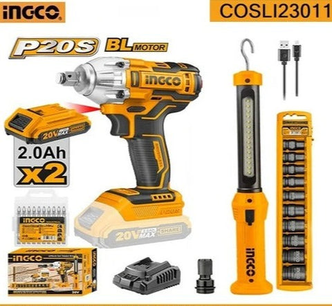 INGCO COSLI23011 Cordless Li-Ion Impact Wrench 20V Kit