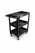PCC 3-Tray Metal Service Trolley with Wheels – Heavy Duty Workshop & Auto Detailing Tool Cart