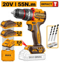 INGCO CIDLI20558 Compact Brushless Cordless Impact Drill 55N.m -20V | With Double Battery & Charger 