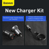 Baseus 2X USB Car Charger 45W 5A Quick Charge 3.0 SCP With Led Display Grey (CCBX-B0G)