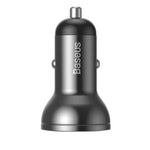 Baseus Digital Display Dual USB 4.8A Car Charger 24W With 3-In-1 Data Cable (TZCCBX-0G)