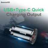 Baseus Circular Plastic Car Charger | PPS | USB A+C 2-In-1 30W Car Charger (CCALL-YS01) - Planet Car Care