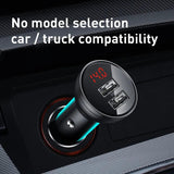Baseus Digital Display Dual USB 4.8A Car Charger 24W With 3-In-1 Data Cable (TZCCBX-0G) - Planet Car Care