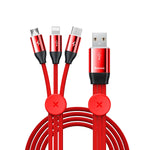 Baseus Car Co-Sharing 3 In 1 Nylon Braided Fast Multi Charging Data Cable (CAMLT-FX09)