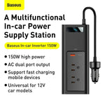 Baseus In-Car Inverter 150W (110V US/Jp) Black (CRNBQ-01)