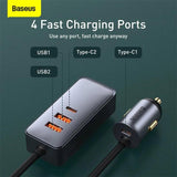 Baseus Share Together 2X USB / 2X USB Type C Car Charger 120W PPS Charger Grey (CCBT-A0G) - Planet Car Care