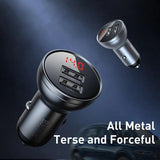 Baseus Digital Display Dual USB 4.8A Car Charger 24W With 3-In-1 Data Cable (TZCCBX-0G) - Planet Car Care